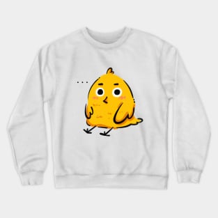 Cute waiting baby chicks sitting on the ground Crewneck Sweatshirt